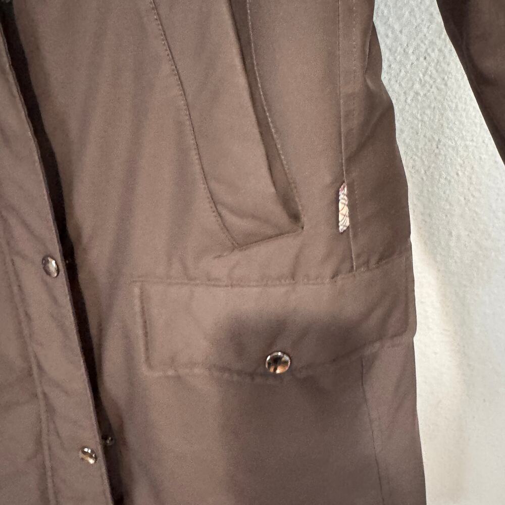 Burberry London Babthorpe Brown Parka Nova Check Fur Trim Hood Large - Picture 5 of 14